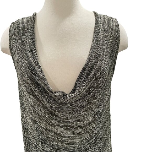 INC Metallic Knit Drape Neck Tank Olive Green Sparkle Sleeveless Top Large - Picture 6 of 12
